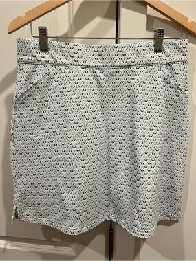 Peter Millar A-Line golf skort, white with light blue and gray mini-print